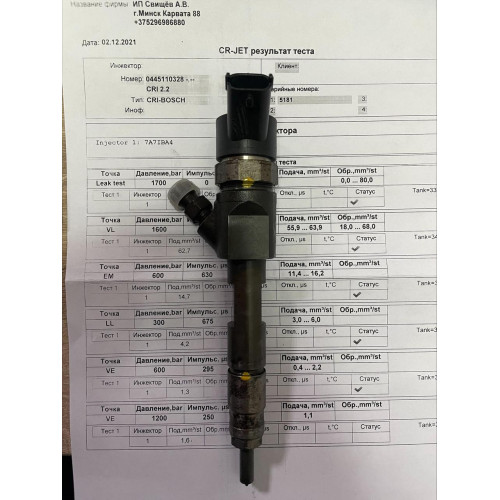 Форсунка б/у Bosch 0445110328 Рено 1.9DCI