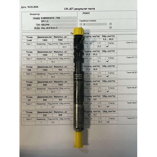 Форсунка б/у Delphi R02301Z, R02801D,33800-4X500 Хундай Кия 2.9 CRDI